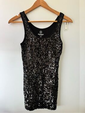 Old Navy Sequin Scoop Neck Tank Top, Black, NWT, Women’s Size Small